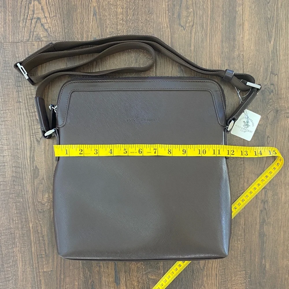 VTG $1476 NWT Santa Barbara Polo & Racquet Club Leather Messenger Bag